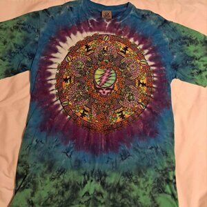 VINTAGE Y2K LIQUID BLUE DOUBLE SIDED TIE DYE GRATEFUL DEAD T SHIRT MEDIUM